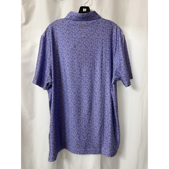 Hickey Freeman Golf Polo Men's Large Purple Printed Geometric Cactus Print. K29 - Picture 3 of 7
